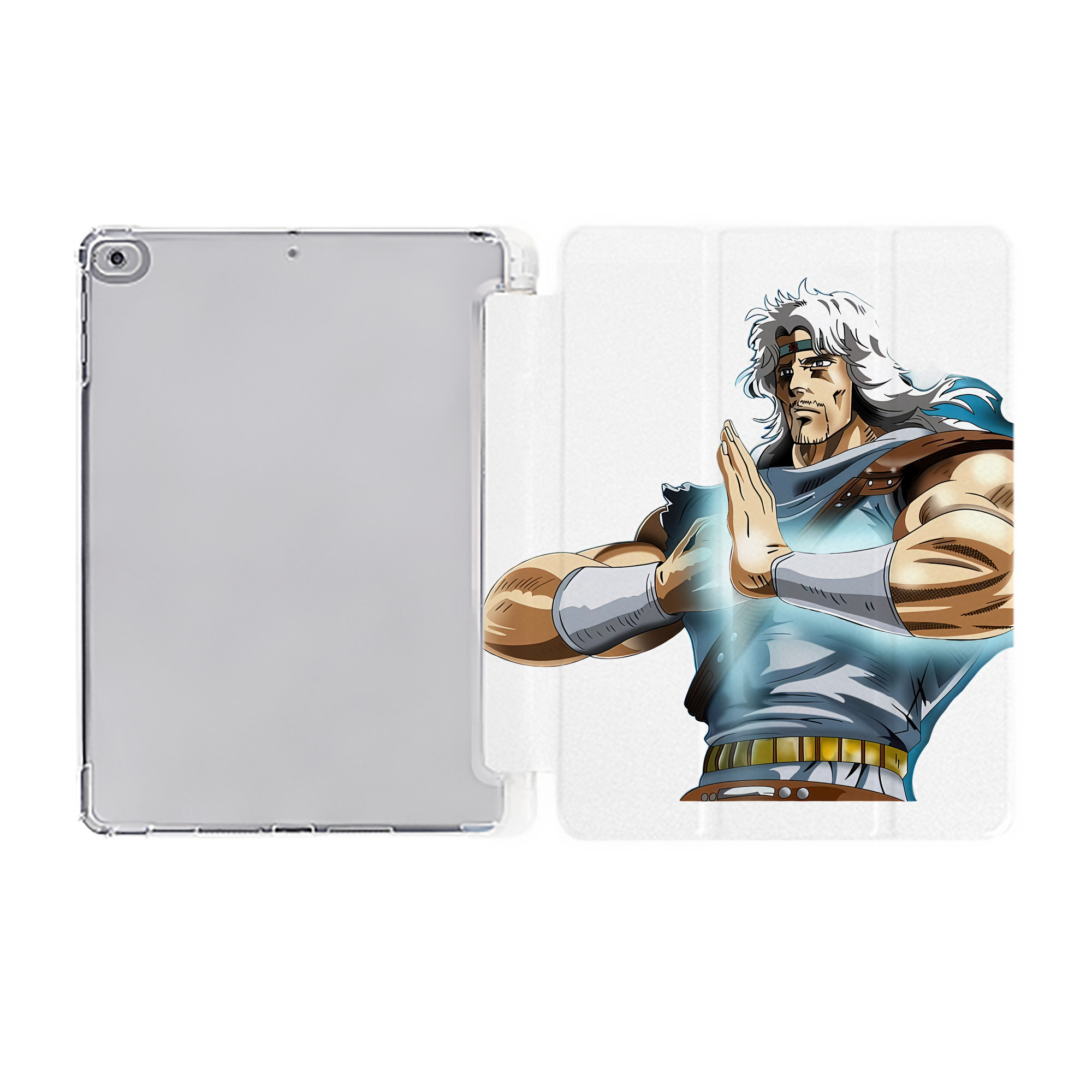 （画像用） 北斗の拳 Fist of the North Star IPad ケース ペン収納付き 三つ折りスタンド PUレザー×シリコン 対応機種9.5/10.5/10.9インチ